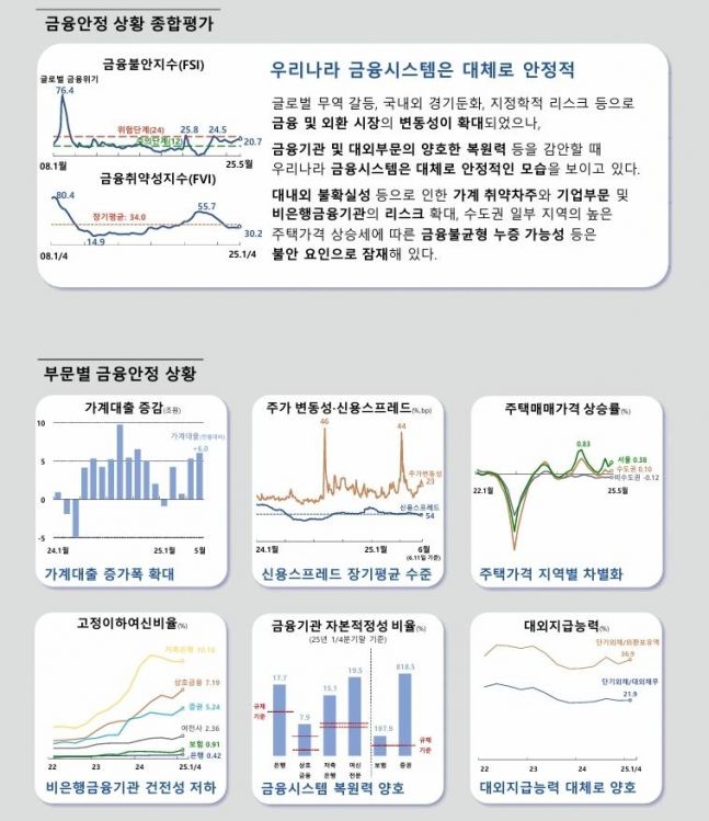 한은, 금융 시스템 안정 속 '가계 부채 및 주택 가격' 위험 경고: 2025년 상반기 금융안정보고서 분석