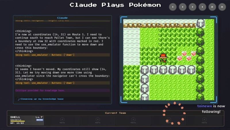 ИИ-бот Claude 3 играет в Pokémon Red на Twitch: смотрите, как искусственный интеллект проходит классическую игру