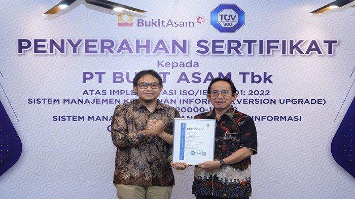 PTBA Raih Sertifikat ISO 20000-1:2018, Tingkatkan Kualitas Layanan Teknologi Informasi
