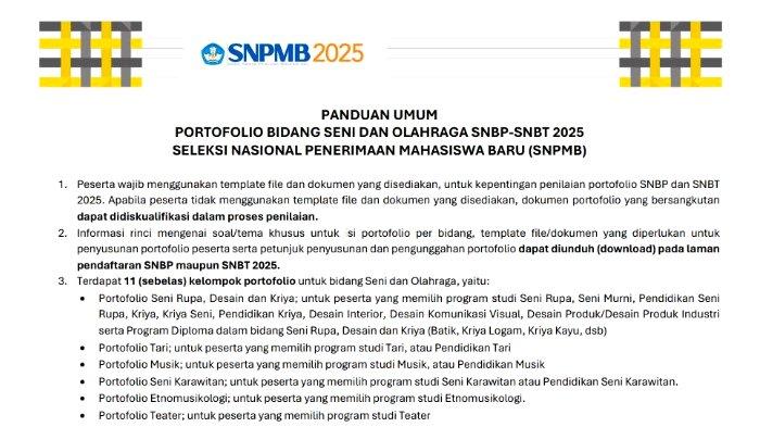 Panduan Portofolio SNBP 2025 untuk Prodi Seni dan Olahraga: Unduh Formatnya Sekarang!