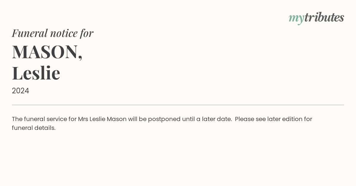 MASON, Leslie