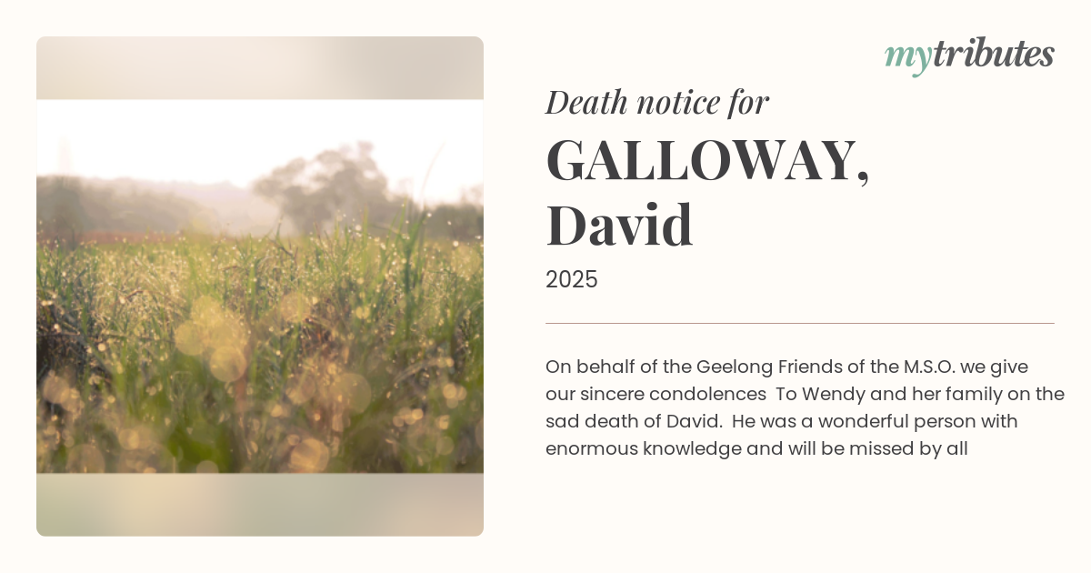 Vale David Galloway: Geelong Community Mourns the Loss of a Brilliant Mind