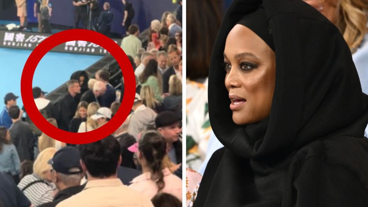 Mysterious figure in black hood at Australian Open revealed as supermodel Tyra Banks