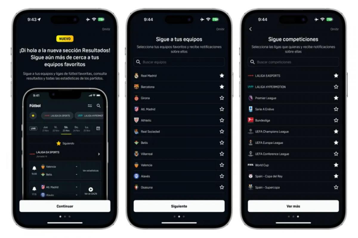 DAZN Lanza 'Resultados': Sigue a tus Equipos de Fútbol Favoritos en Vivo