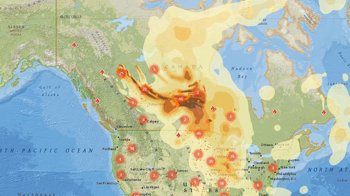 Kabut Kebakaran Hutan Kanada Meluas ke AS: Peta Menunjukkan Wilayah dengan Kualitas Udara Berbahaya