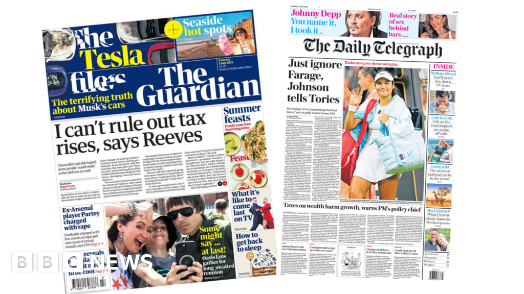 'Reeves fears tax turmoil' and 'Oasis back together'