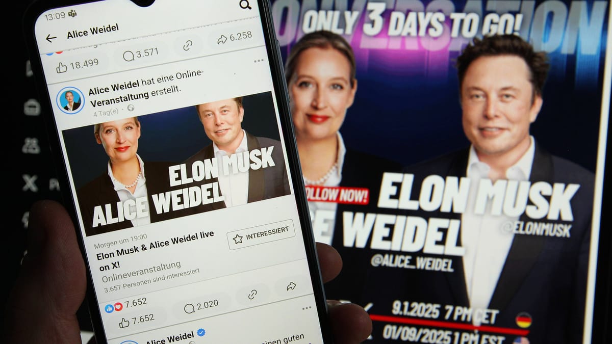 Live-Talk mit Elon Musk und Alice Weidel: So sehen Sie das exklusive Gespräch