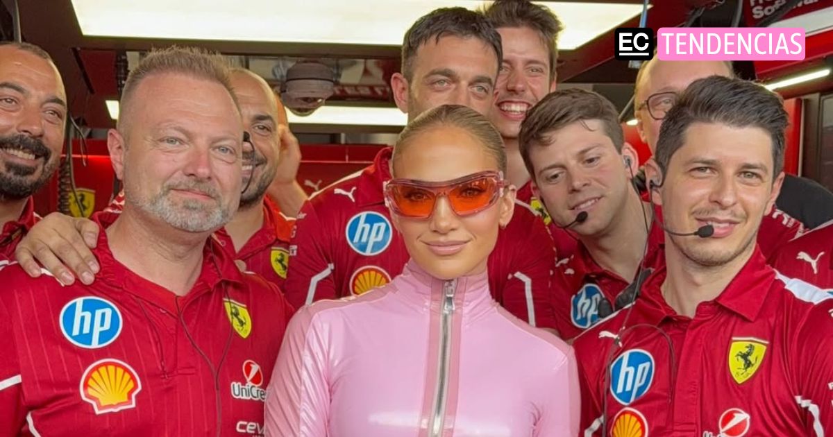Jennifer López causa sensación en la F1 con un impactante traje rosa inspirado en Power Ranger
