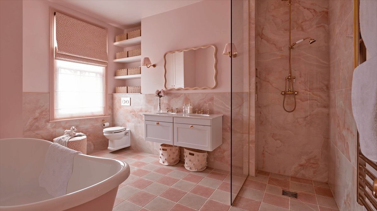 Dreamy Sunset Pink Bathroom: Inside Millie Mackintosh's Kids' Space