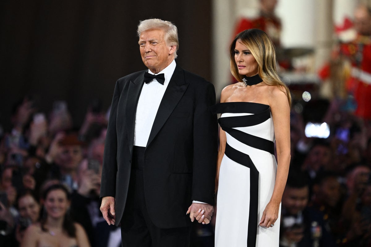 Melania Trump Stuns in Hervé Pierre Gown at Inaugural Ball with Donald Trump