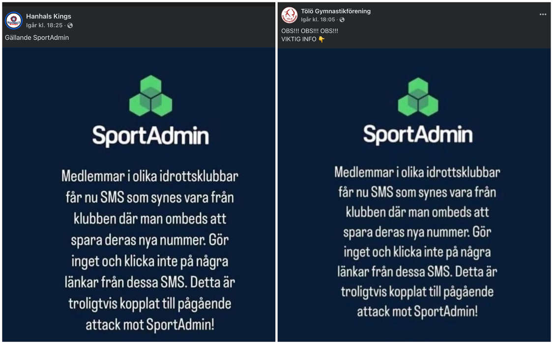 Varning för fejk-SMS efter dataintrång mot Sportadmin