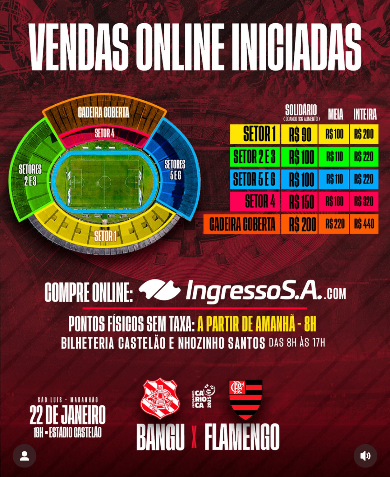 Jogo Bangu x Flamengo: Compre Ingressos para o Castelão em São Luís