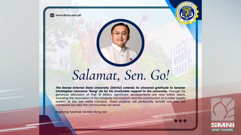 Senator Bong Go Stresses Need for Better Water Supply in Schools and Communities