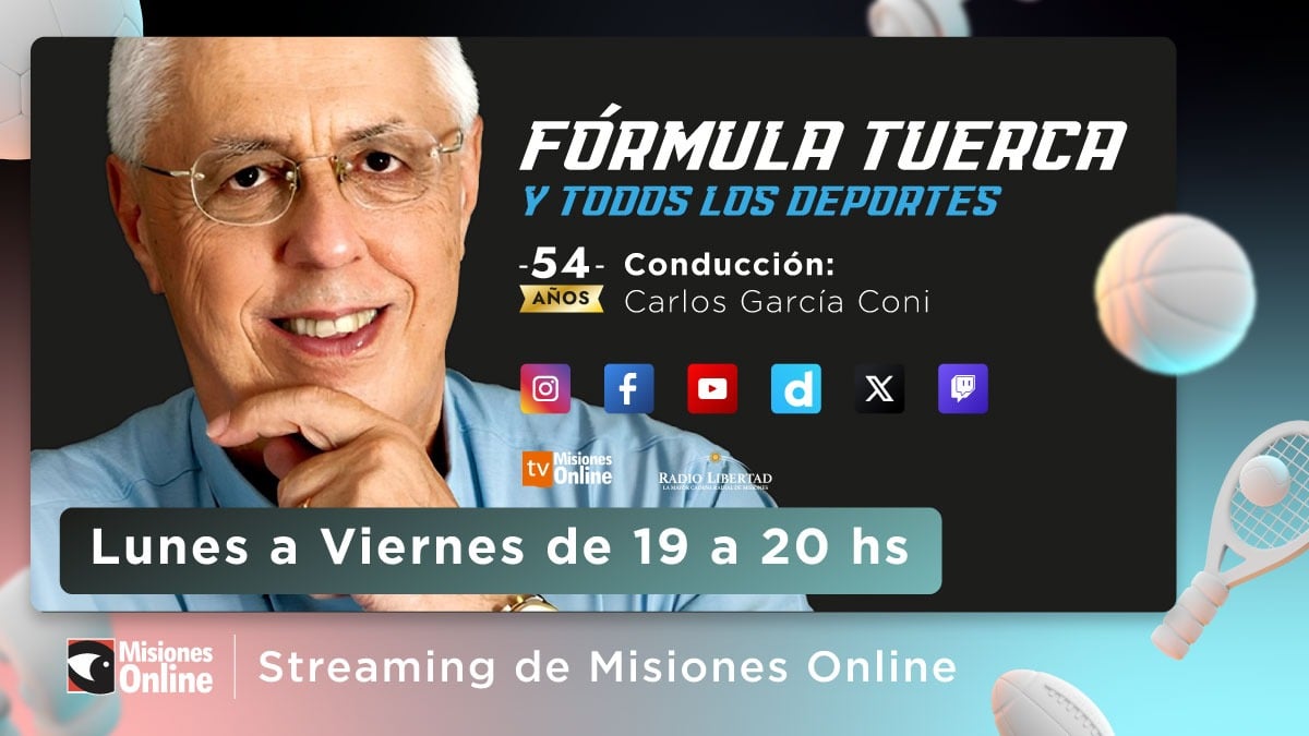 Llega a Misiones Online Carlos García Coni con "Fórmula tuerca y todos los deportes": desde este lunes a las 19