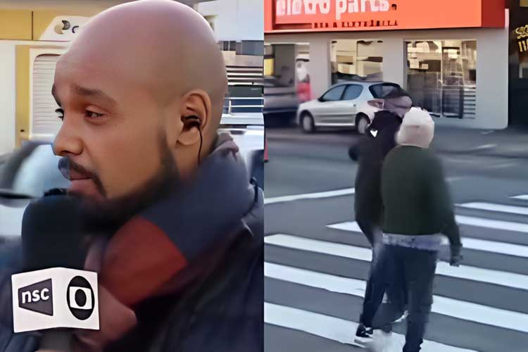 Em reportagem ao vivo, senhora pede ajuda para atravessar a rua, e atitude de repórter emociona