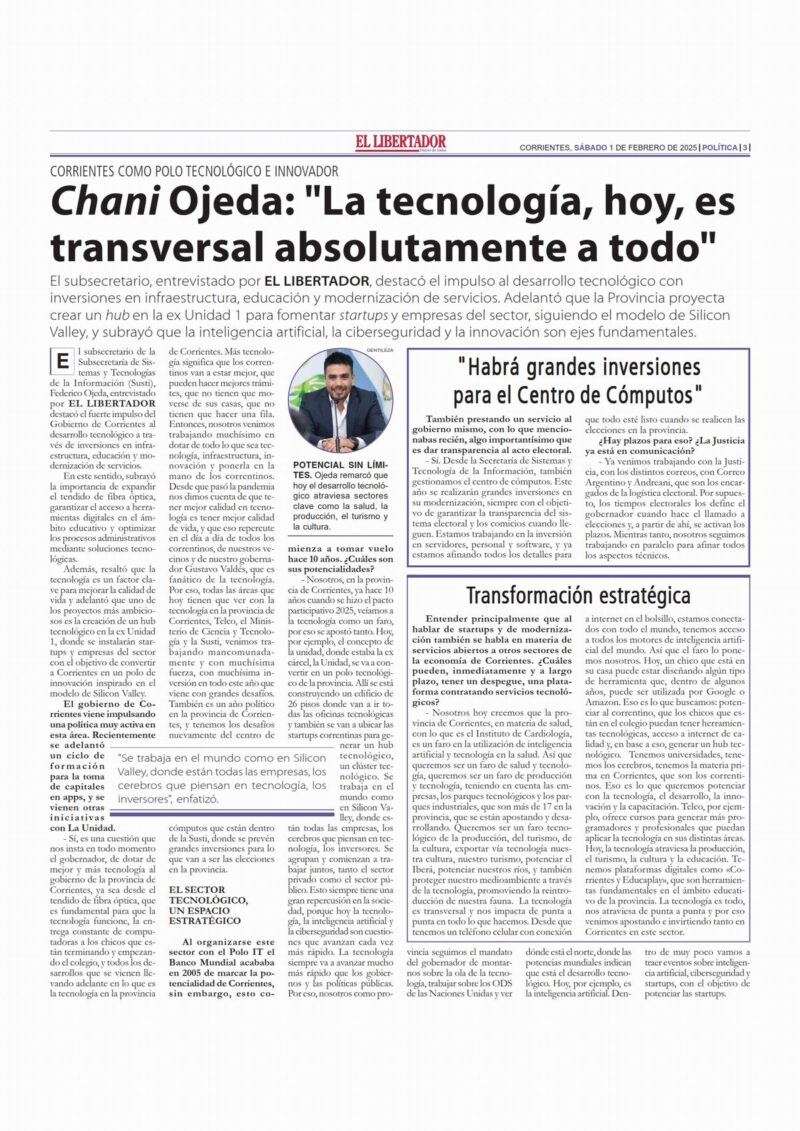 Chani Ojeda: La tecnología, clave para el desarrollo provincial